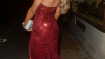 Aj Bunker Looks Sexy in a Red Dress in London (15 Photos)