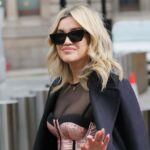 Ashley Roberts Flashes Her Cleavage in a Corset Style Metallic Dress at Heart Radio (28 Photos)