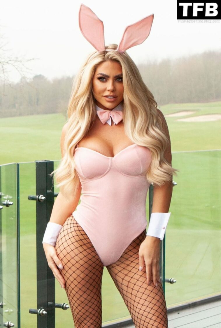 Bianca Gascoigne Shows Off Her Amazing Body in a Pink Bunny and Fishnet Tights (15 Photos)