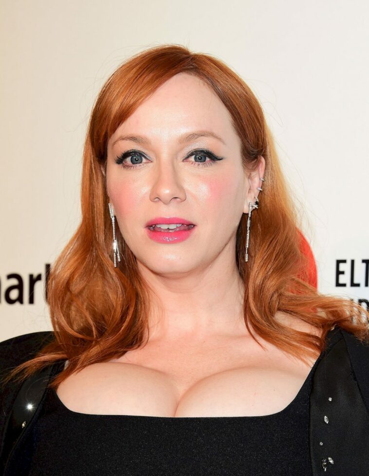 Christina Hendricks Shows Off Her Big Boobs at the 28th Annual Elton John Oscar Viewing Party (14 Photos)