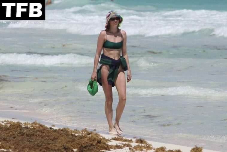 Elsa Hosk Looks Stunning in a Green Bikini on the Beach in Tulum (61 Photos)