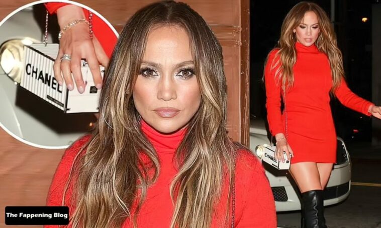 Jennifer Lopez Arrives in a Sexy Red Dress at Craig’s (71 Photos)