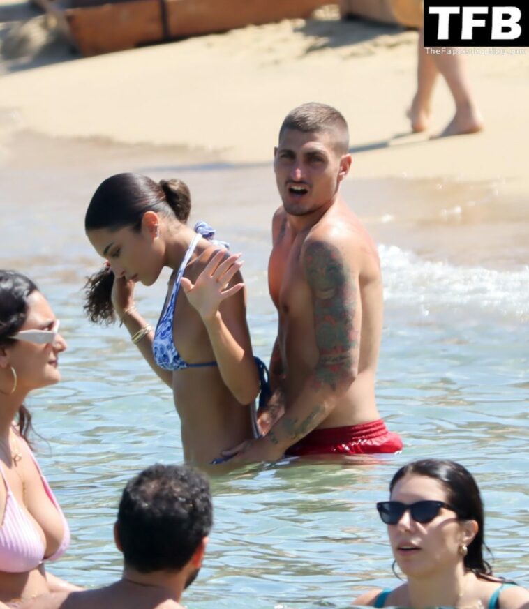 Jessica Aidi & Marco Verratti are Seen at Principote Beach in Greece (18 Photos)