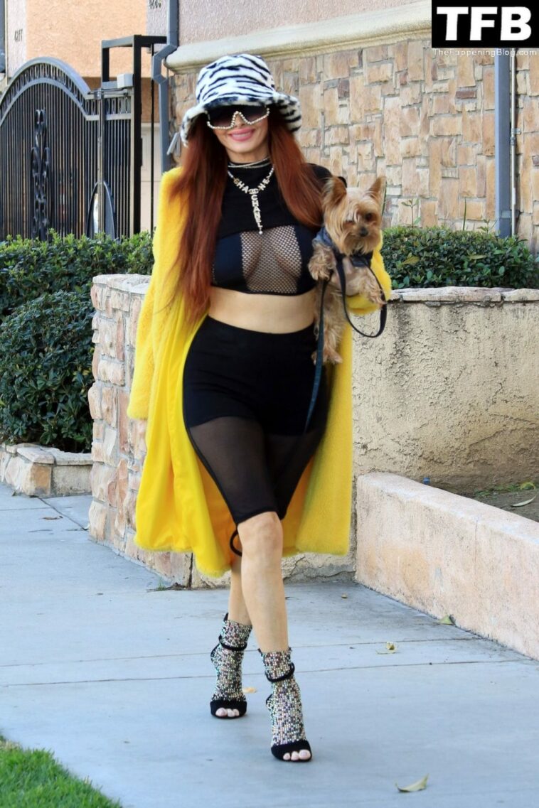 Phoebe Price Takes Her Dog Out For a Morning Walk in Los Angeles (21 Photos)