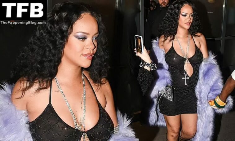 Pregnant Rihanna Flashes Her Nude Tits in a See-Through Dress in Milan (50 Photos)