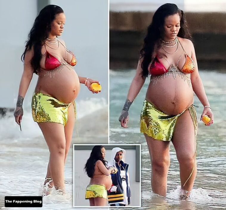 Pregnant Rihanna and Her Boyfriend ASAP Rocky Enjoy the Sunset on a Beach in Barbados (150 Photos)