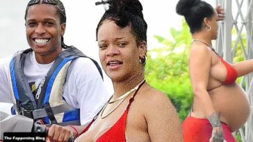 Pregnant Rihanna is Seen in a Red Bikini in Barbados (24 Photos)