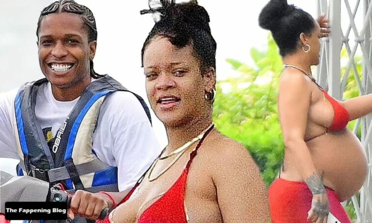 Pregnant Rihanna is Seen in a Red Bikini in Barbados (24 Photos)