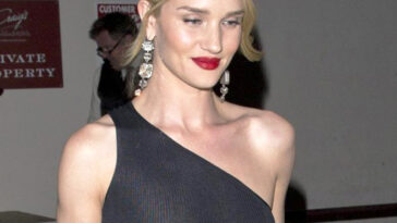 Rosie Huntington Whiteley Nipples Seen in See Through Black Top