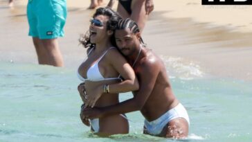 Serge Gnabry Hits the Beach in Mykonos with an Unknown Brunette (7 Photos)