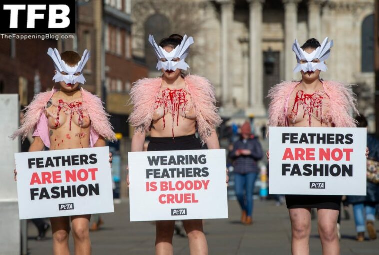 PETA Topless Protest at Use of Feathers in the Fashion Industry (32 Photos)