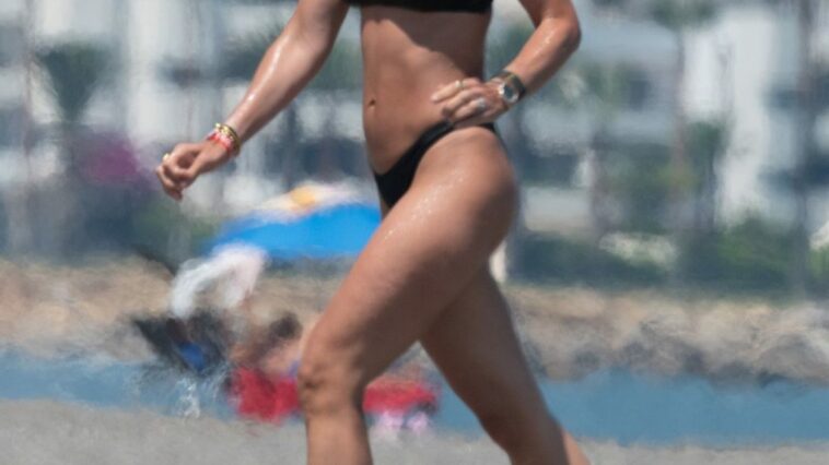 Vogue Williams Looks Stunning in a Black Bikini on the Beach in the Costa del Sol (14 Photos)