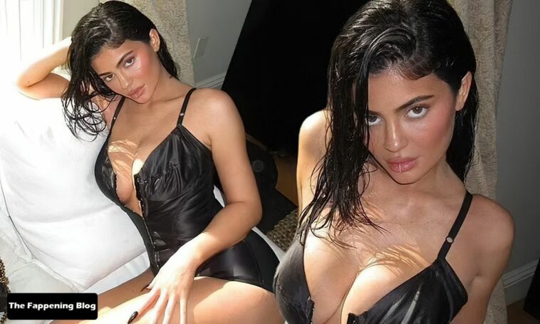 Kylie Jenner Poses in Black Lingerie (12 Photos)