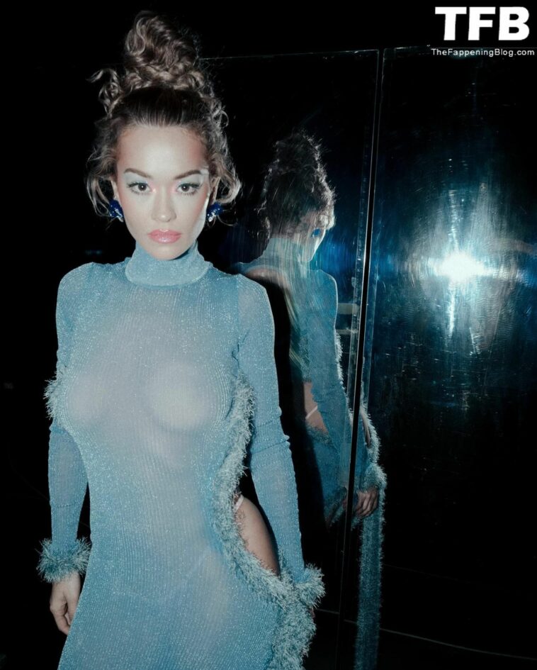 Rita Ora Poses Braless in a See-Through Dress (7 Photos)