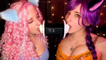 AftynRose ASMR Twin Ear Licking Patreon Video - Famous Internet Girls