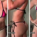 Vicky Stark Youtuber Hot Pink Micro Bikinis Try Video - Famous Internet Girls