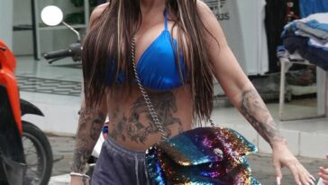 Katie Price Braves the Rain Out in a Blue Bikini in Thailand (38 Photos)