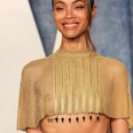 Zoe Saldana Flashes Her Nude Tits at the 2023 Vanity Fair Oscar Party (17 Photos)