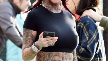 Jemma Lucy Shows Off Her Sexy Boobs Spotted Out with a Friend Out in London’s Notting Hill (27 Photos)