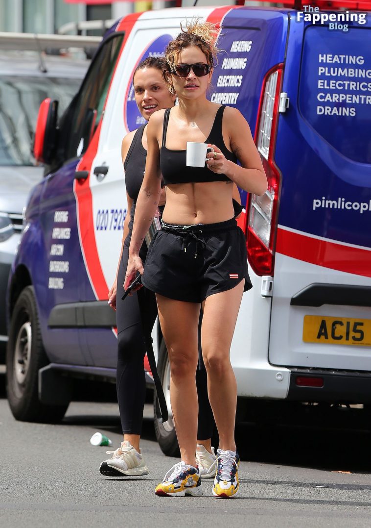 Rita Ora Looks Toned As She Leaves a London Gym Wearing a Sports Bra and Tiny Black Shorts (28 Photos)