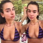 Dua Lipa Shows Off Her Tits in a Bikini Top (1 Collage Photo)