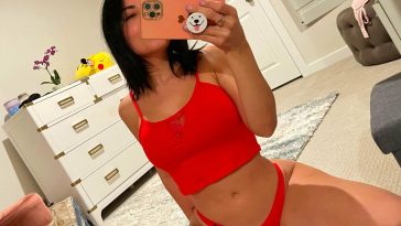 Alinity Braless Red Thong Mirror Selfies Onlyfans Set Leaked