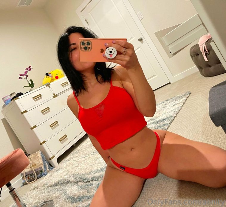 Alinity Braless Red Thong Mirror Selfies Onlyfans Set Leaked