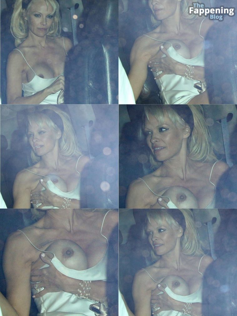 Pamela Anderson Flashes Her Nude Boob (18 Photos)