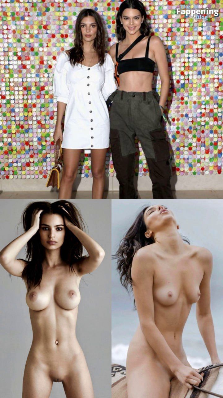 Emily Ratajkowski & Kendall Jenner Nude & Sexy (1 Collage Photo)