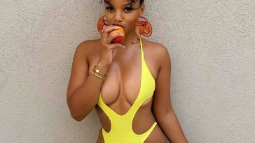Chloe Bailey Looks Hot in a Yellow Swimsuit (5 Photos)