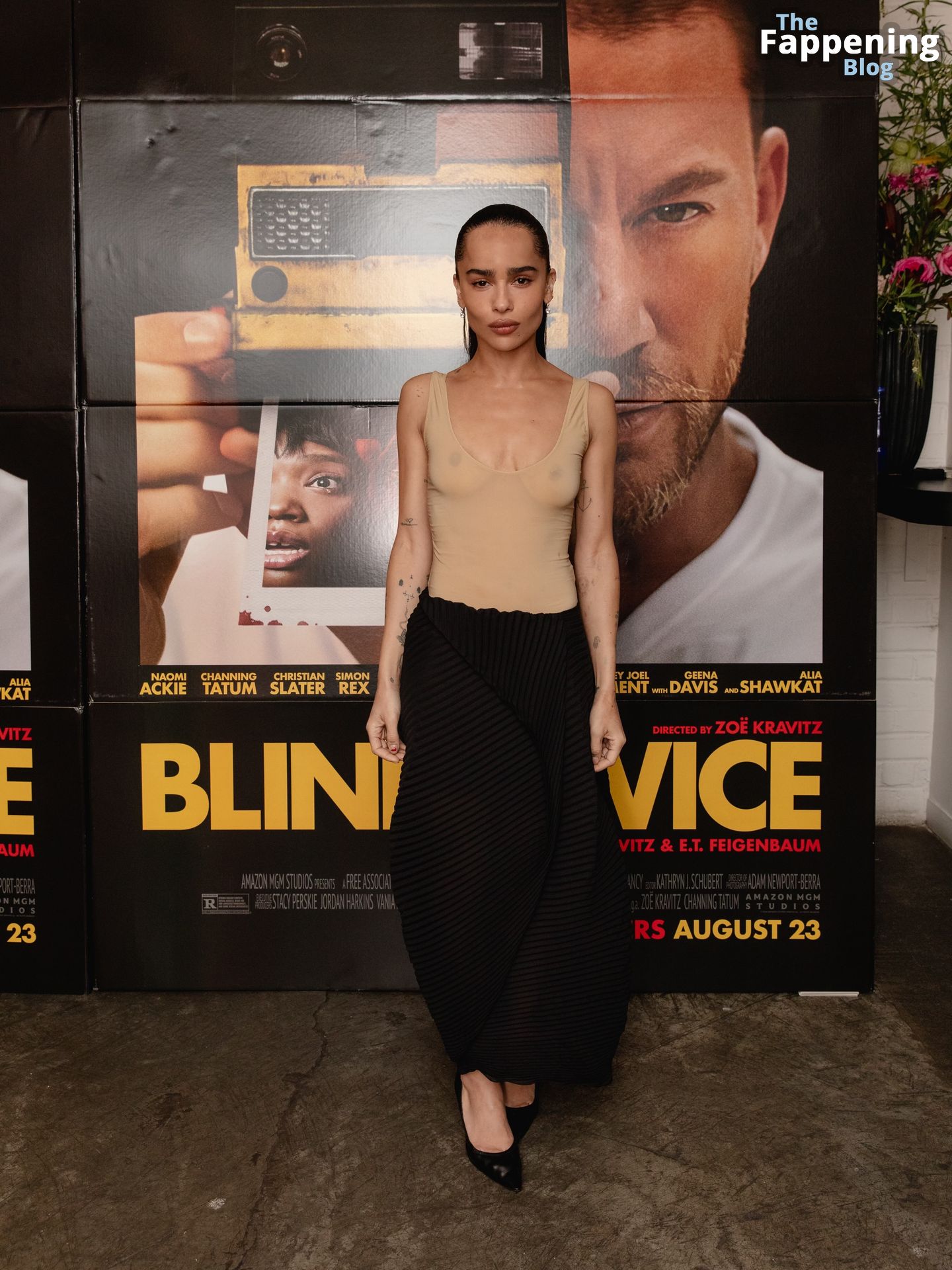 Zoë Kravitz Poses Braless at the Premiere of “Blink Twice” in NY (4 Photos)